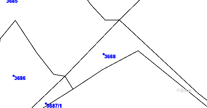 Parcela st. 3688 v KÚ Chomutov II, Katastrální mapa