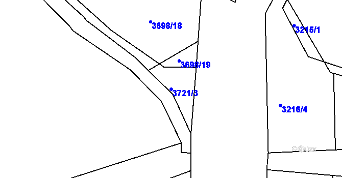 Parcela st. 3721/3 v KÚ Chomutov II, Katastrální mapa