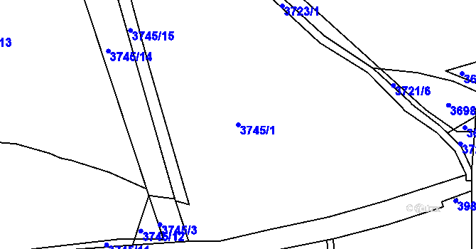 Parcela st. 3745/1 v KÚ Chomutov II, Katastrální mapa