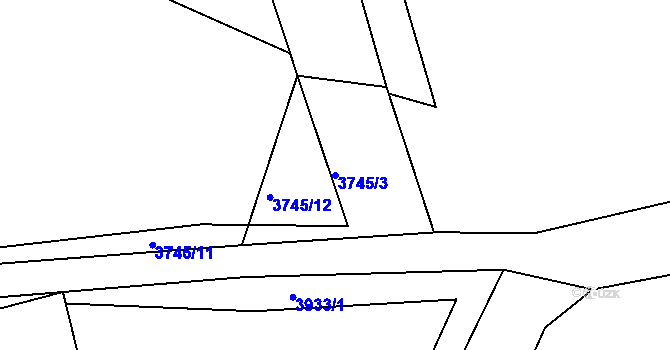 Parcela st. 3745/3 v KÚ Chomutov II, Katastrální mapa