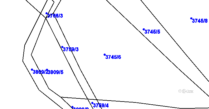 Parcela st. 3745/6 v KÚ Chomutov II, Katastrální mapa