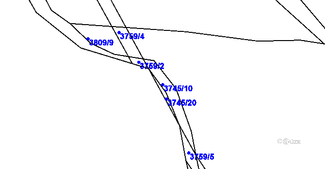 Parcela st. 3745/10 v KÚ Chomutov II, Katastrální mapa
