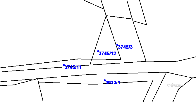 Parcela st. 3745/12 v KÚ Chomutov II, Katastrální mapa