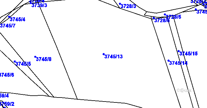Parcela st. 3745/13 v KÚ Chomutov II, Katastrální mapa