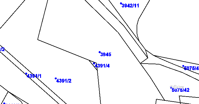 Parcela st. 3945 v KÚ Chomutov II, Katastrální mapa