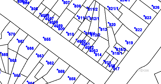 Parcela st. 4061 v KÚ Chomutov II, Katastrální mapa