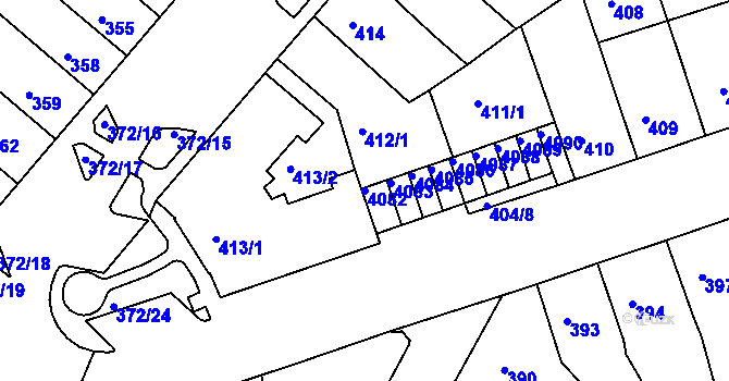 Parcela st. 4082 v KÚ Chomutov II, Katastrální mapa