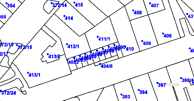 Parcela st. 4087 v KÚ Chomutov II, Katastrální mapa
