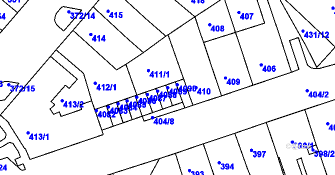 Parcela st. 4089 v KÚ Chomutov II, Katastrální mapa