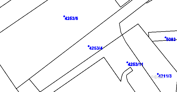 Parcela st. 4253/4 v KÚ Chomutov II, Katastrální mapa