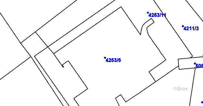 Parcela st. 4253/5 v KÚ Chomutov II, Katastrální mapa
