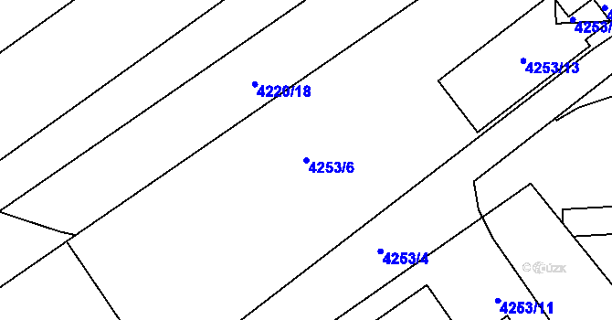 Parcela st. 4253/6 v KÚ Chomutov II, Katastrální mapa