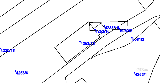 Parcela st. 4253/13 v KÚ Chomutov II, Katastrální mapa