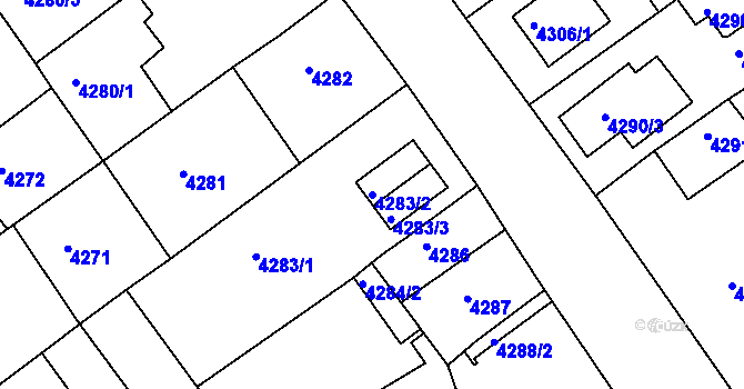 Parcela st. 4283/2 v KÚ Chomutov II, Katastrální mapa