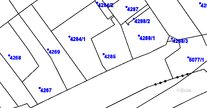 Parcela st. 4285 v KÚ Chomutov II, Katastrální mapa