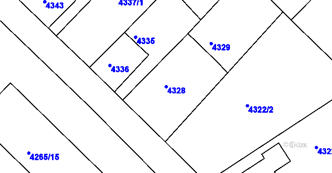 Parcela st. 4328 v KÚ Chomutov II, Katastrální mapa