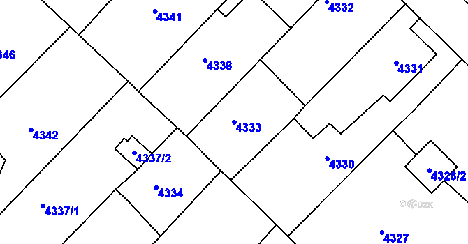 Parcela st. 4333 v KÚ Chomutov II, Katastrální mapa