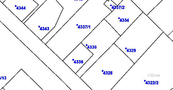 Parcela st. 4335 v KÚ Chomutov II, Katastrální mapa