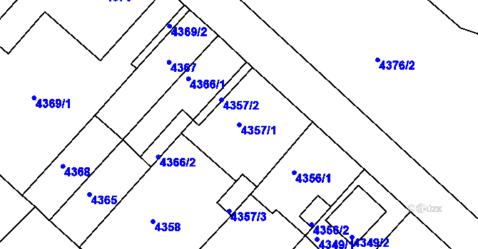Parcela st. 4357/1 v KÚ Chomutov II, Katastrální mapa