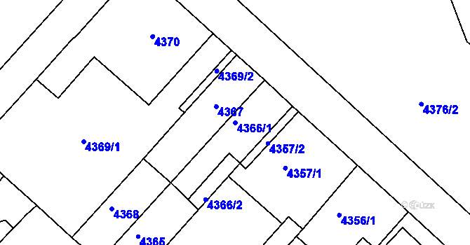 Parcela st. 4366/1 v KÚ Chomutov II, Katastrální mapa