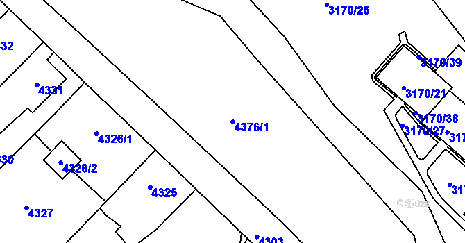 Parcela st. 4376/1 v KÚ Chomutov II, Katastrální mapa