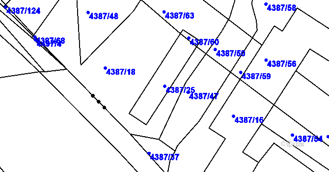 Parcela st. 4387/25 v KÚ Chomutov II, Katastrální mapa