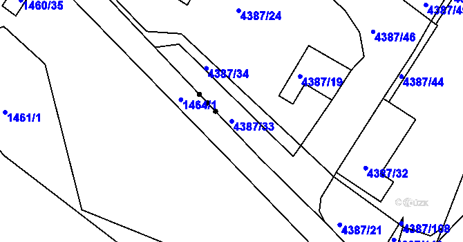 Parcela st. 4387/33 v KÚ Chomutov II, Katastrální mapa