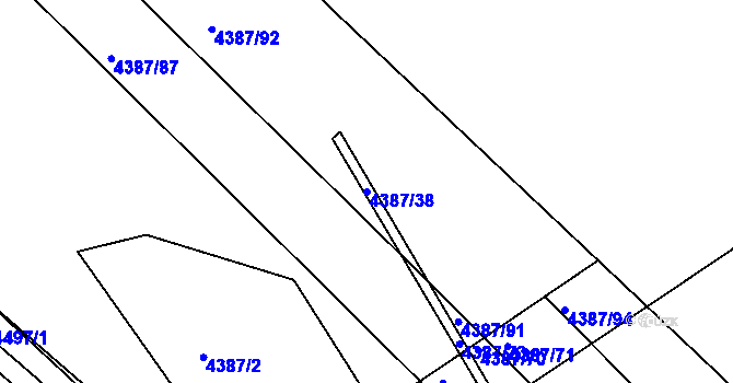 Parcela st. 4387/38 v KÚ Chomutov II, Katastrální mapa