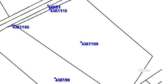 Parcela st. 4387/109 v KÚ Chomutov II, Katastrální mapa