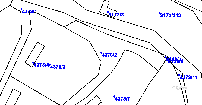 Parcela st. 4378/2 v KÚ Chomutov II, Katastrální mapa