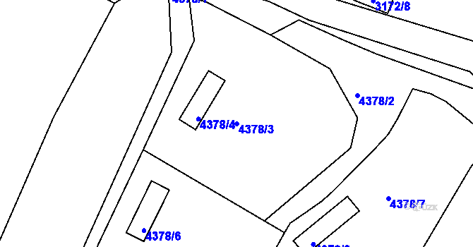 Parcela st. 4378/3 v KÚ Chomutov II, Katastrální mapa