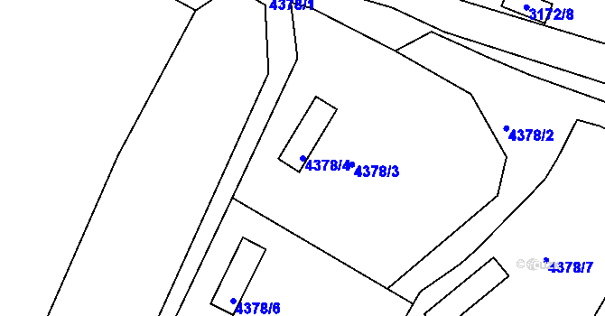 Parcela st. 4378/4 v KÚ Chomutov II, Katastrální mapa