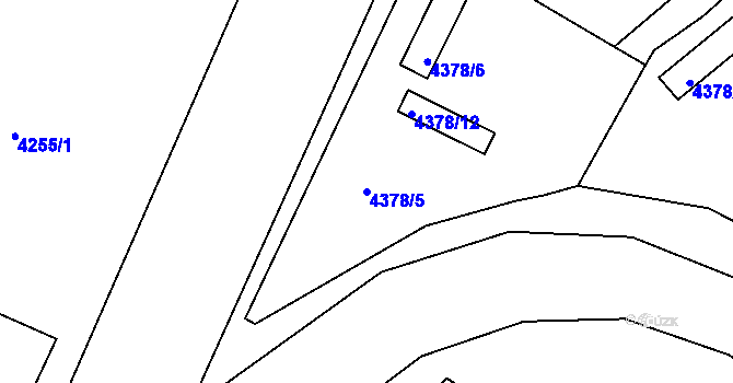 Parcela st. 4378/5 v KÚ Chomutov II, Katastrální mapa