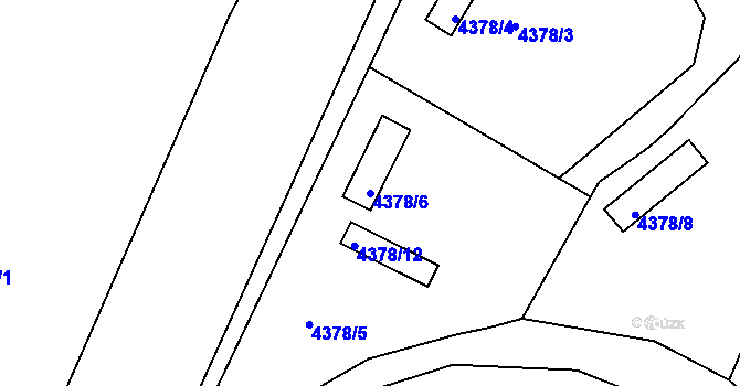 Parcela st. 4378/6 v KÚ Chomutov II, Katastrální mapa