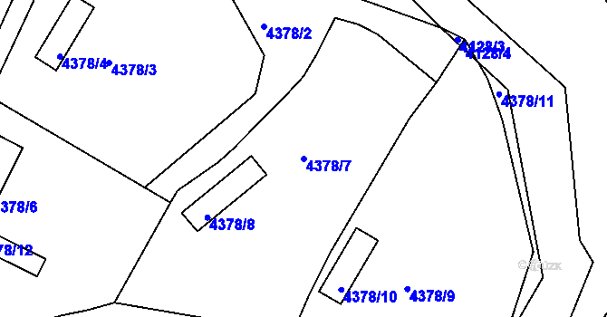Parcela st. 4378/7 v KÚ Chomutov II, Katastrální mapa