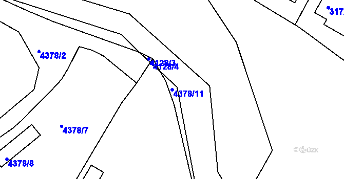 Parcela st. 4378/11 v KÚ Chomutov II, Katastrální mapa