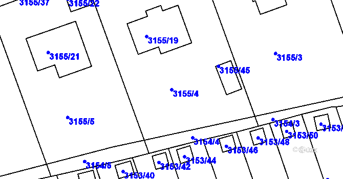Parcela st. 3155/4 v KÚ Chomutov II, Katastrální mapa