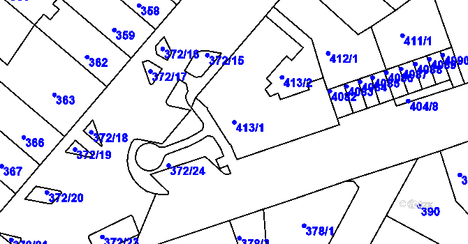 Parcela st. 413/1 v KÚ Chomutov II, Katastrální mapa