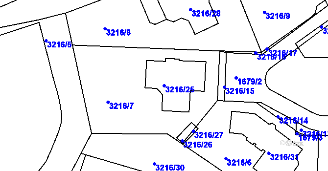Parcela st. 3216/25 v KÚ Chomutov II, Katastrální mapa