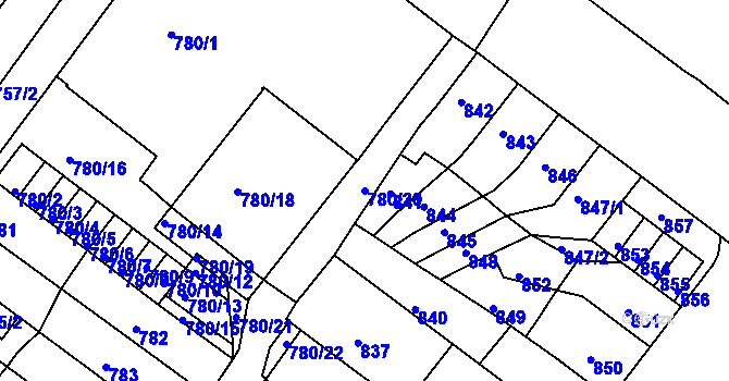 Parcela st. 780/20 v KÚ Chomutov II, Katastrální mapa