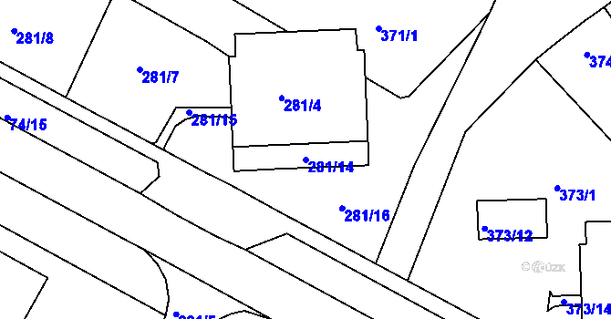Parcela st. 281/14 v KÚ Chomutov II, Katastrální mapa