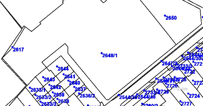 Parcela st. 2648/1 v KÚ Chomutov II, Katastrální mapa