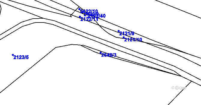 Parcela st. 2648/3 v KÚ Chomutov II, Katastrální mapa