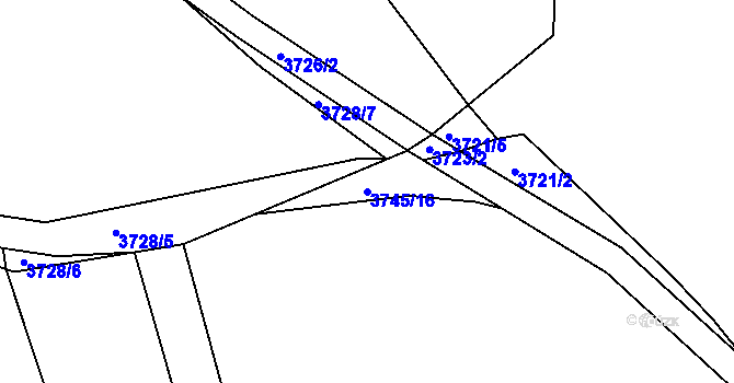 Parcela st. 3745/16 v KÚ Chomutov II, Katastrální mapa