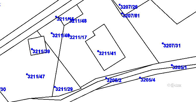 Parcela st. 3211/41 v KÚ Chomutov II, Katastrální mapa
