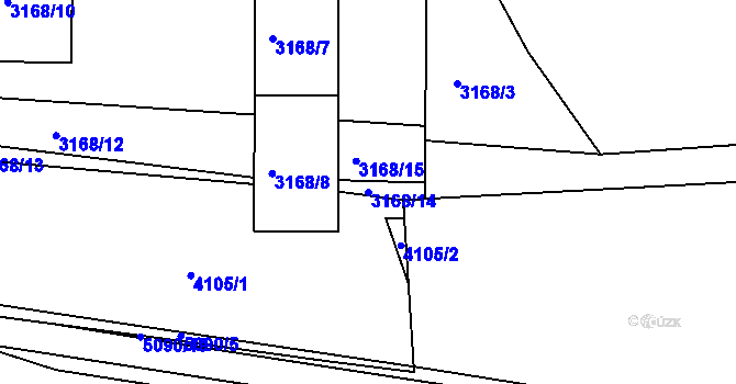 Parcela st. 3168/14 v KÚ Chomutov II, Katastrální mapa