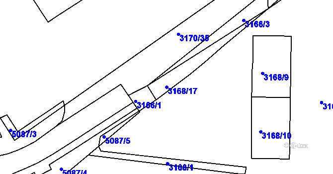 Parcela st. 3168/17 v KÚ Chomutov II, Katastrální mapa