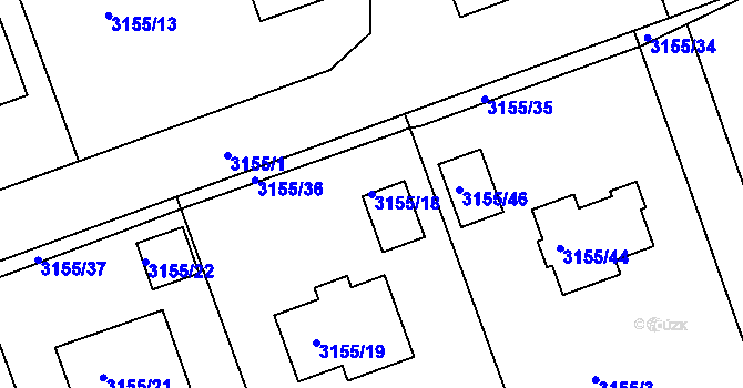 Parcela st. 3155/18 v KÚ Chomutov II, Katastrální mapa