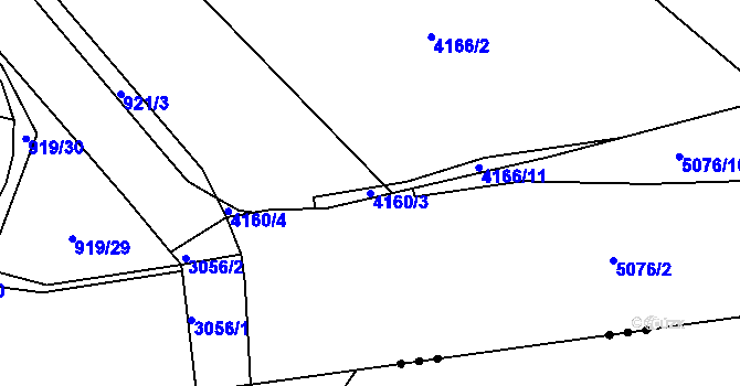 Parcela st. 4160/3 v KÚ Chomutov II, Katastrální mapa