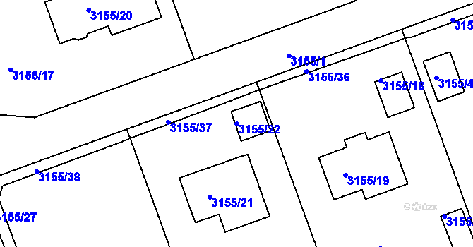 Parcela st. 3155/22 v KÚ Chomutov II, Katastrální mapa